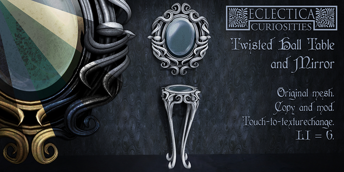Eclectica Curiosities-Twisted Hall Table and Mirror