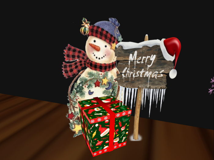 Snowman & Merry Xmas Sign & present 2021