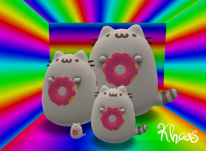 KHAOS'S STORE BEIGE KITTY CAT PLUSHIE FATPACK WITH DONUTS FOR DECO