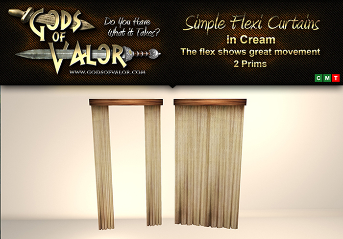 Gods of Valor - Simple Flexi Curtains - Cream