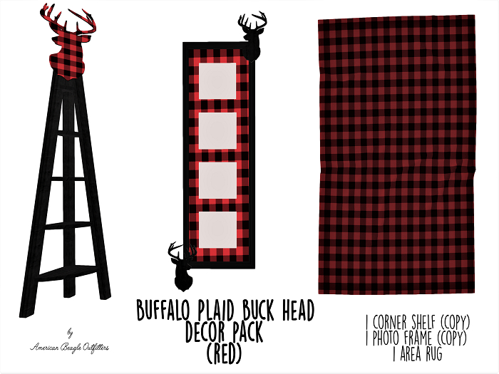 abo -Buck Head decor set (red buffalo check)