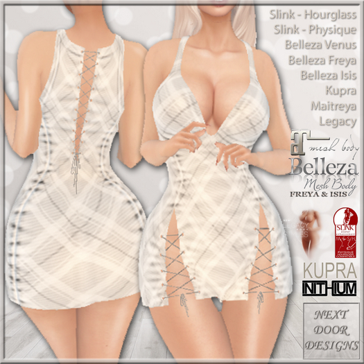 Get It White Plaid: Belleza Freya, Venus, Isis, Maitreya, Legacy, Inithium Kupra, Slink Hourglass & Physique