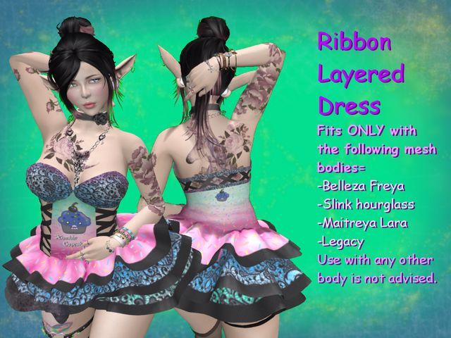[XC] Ribbon Layered Dress Bubblegum