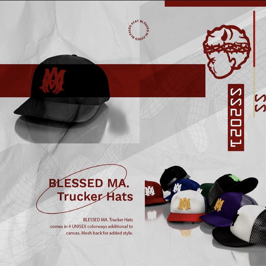 -[B]-Blessed MA. Trucker Hats.