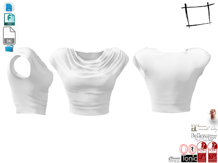 Dae Obj FBX For Women's Cowl Neck Sleeveless Female Top Slink,Maitreya, Belleza, Tonic, Legacy