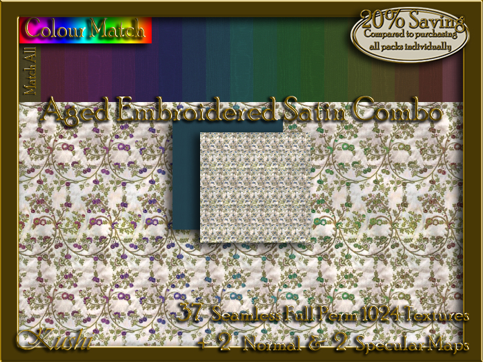 Aged Embroidered Satin Combo Seamless Texture Set