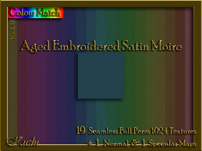 Aged Embroidered Satin Moire Solids Seamless Texture Set