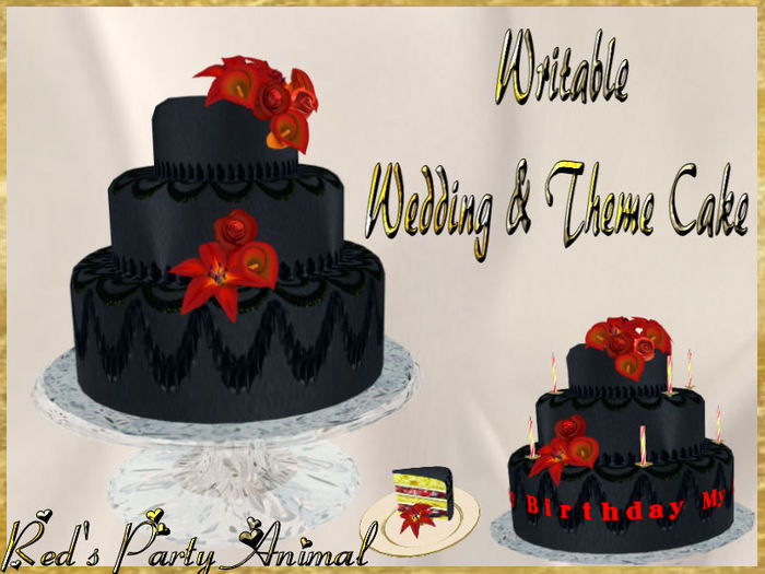 (promo Price 199) Onyx & Crimson  Writable Birthday / Theme Wedding cake 