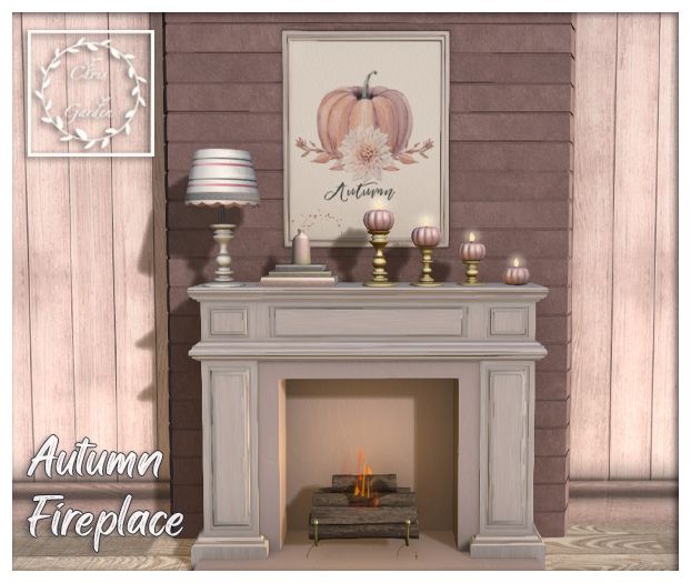 Autumn fireplace soft pink