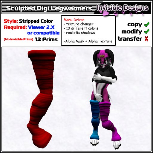Invisible Designs - Sculpted Digi Legwarmers -stripped color