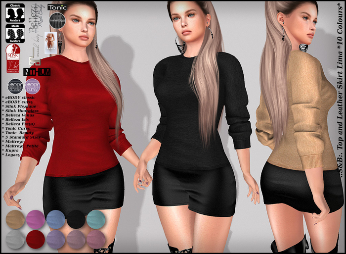 .:S&B:. Top and Leather Skirt Lima *10 Colours* (unpacked)