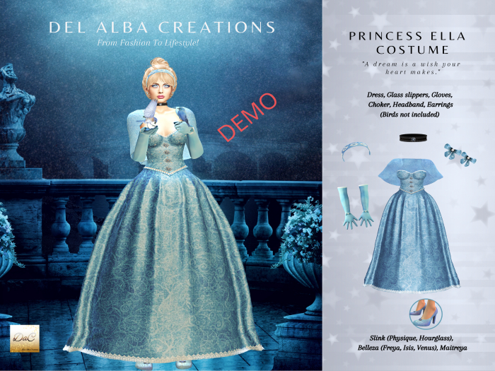 (D a C) Princess Ella Costume BOXED demo