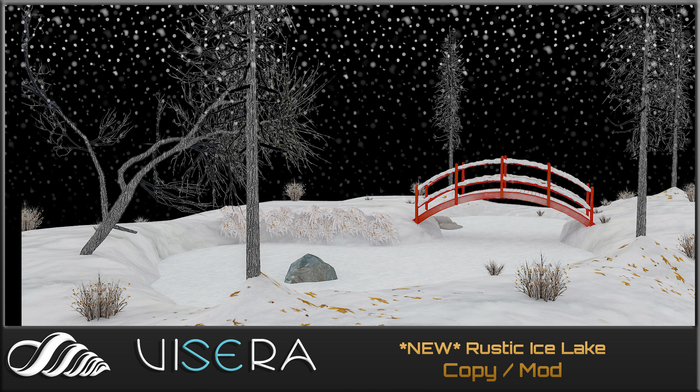 New* Rustic Ice Lake With Bridge