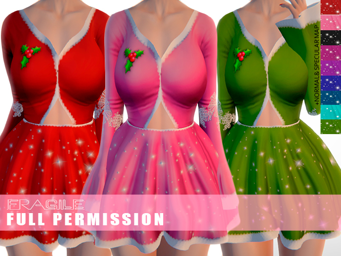 .Fragile. 9 Xmas Textures Full Perm for GV21790 Dress