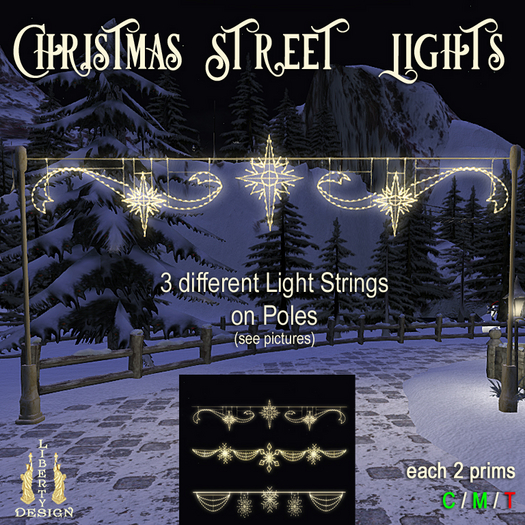 Christmas Street Lights (3 different garland strings on Poles) V3 / box