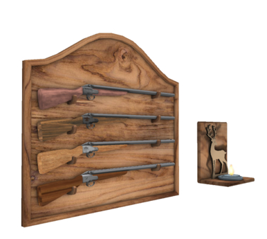 Decorative Rifle Platforms Second Life Marketplace - Hunter's Decor - Wall Rifle Mount with 4 ...