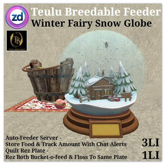 *ZD* Teulu Breedables Feeder - Winter Fairy Snow Globe