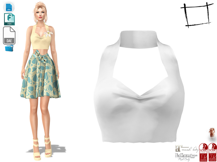 Dae Obj FBX For Thick Halter Neck Strop Crop Top Maitreya, Slink (Physique,Hourglass), Belleza, Legacy