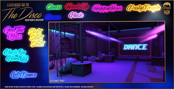 The Disco Backdrop & Neon Signs - The Bearded Guy