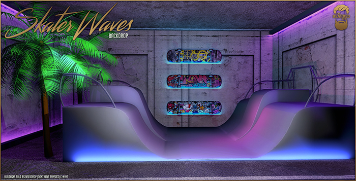 Skater Waves Backdrop - The Bearded Guy