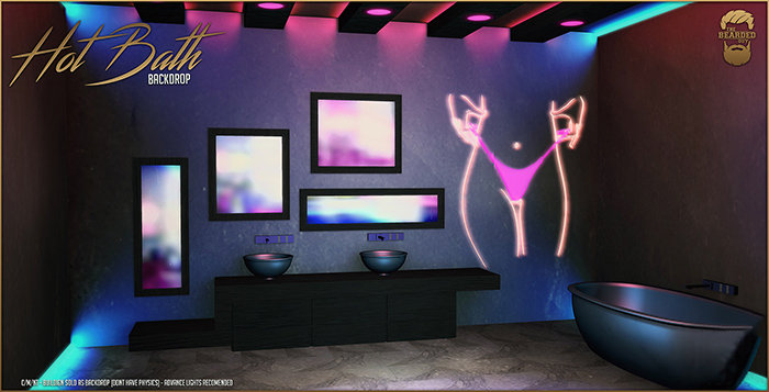 Hot Bath Neon Backdrop - The Bearded Guy