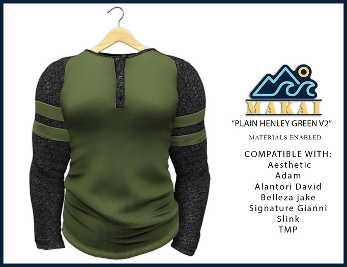 Makai - Plain Henley Green Version 2