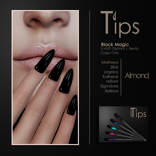 [Tips] Black Magic - Almond Nails