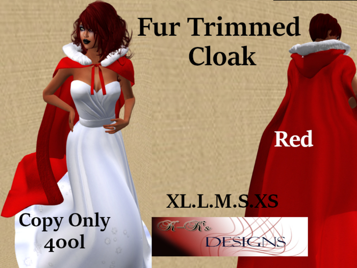 Fur Trimmed Cloak Red