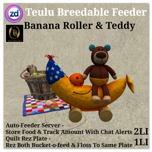 *ZD* Teulu Breedables Feeder - Banana Roller & Teddy
