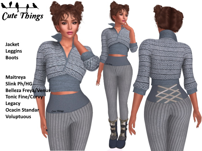 [CT] Warm Sweety Winter Outfit Powder Blu - Maitreya - Belleza - Slink - Legacy - Tonic - Ocacin