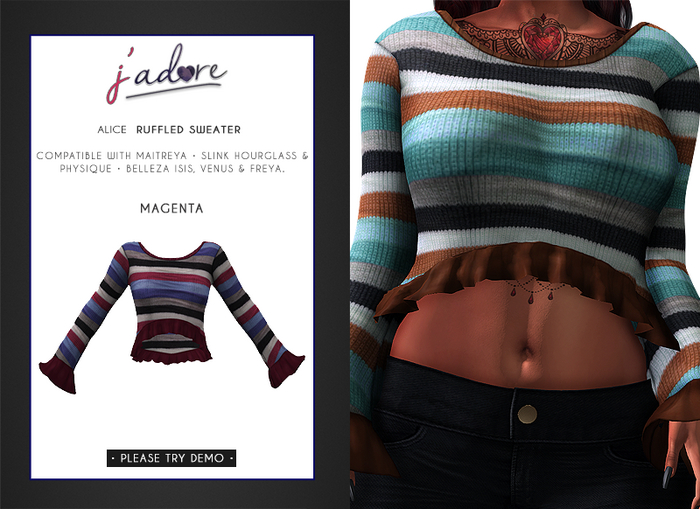 [J'Adore] Alice Ruffled Sweater - Magenta