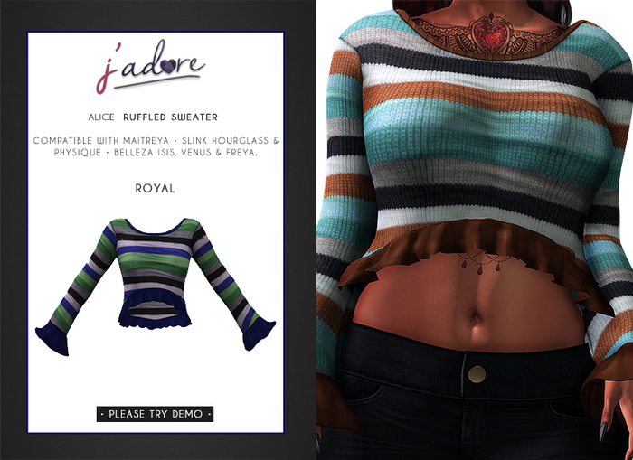 [J'Adore] Alice Ruffled Sweater - Royal