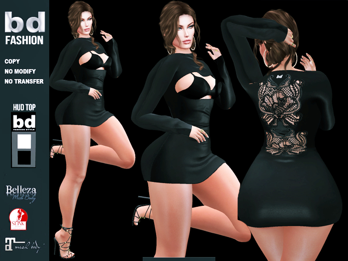 [bd]141 7 DRESS AND TOP BLACK RENDA