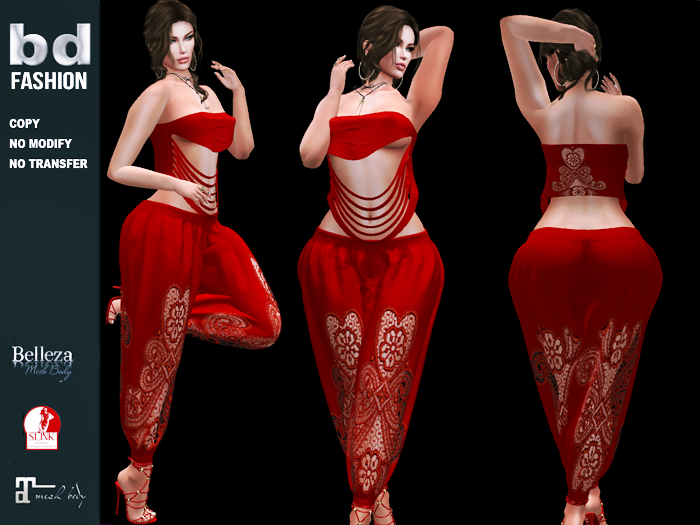 [bd]143 11 PANTS AND TOP RED RENDA