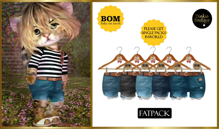 *DB* DINKIES INDIGO BOM DENIM SHORTS* Fatpack
