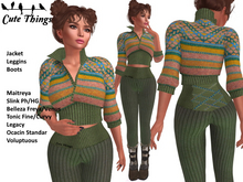[CT] Warm Sweety Winter Outfit Jacquard Green - Maitreya - Belleza - Slink - Legacy - Tonic - Ocacin