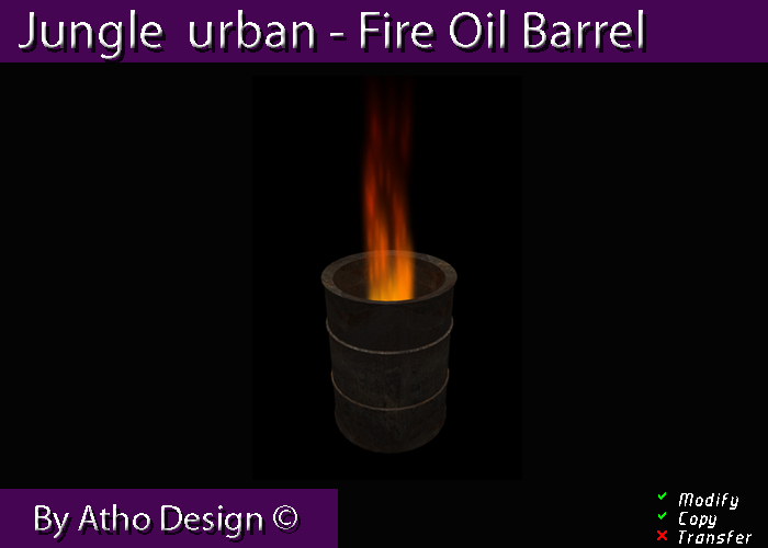 Second Life Marketplace - Urban Jungle - Fire Oil Barrel