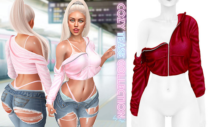 Lush - Off Shoulder Sweater Cherry