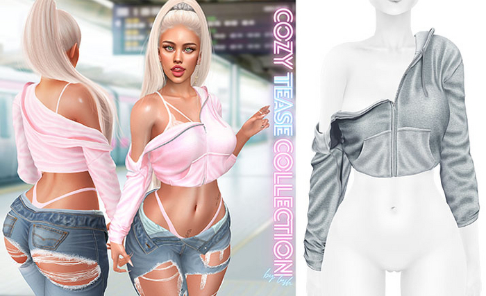 Lush - Off Shoulder Sweater Light Grey