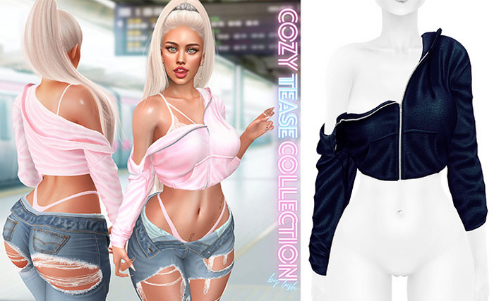 Lush - Off Shoulder Sweater Navy