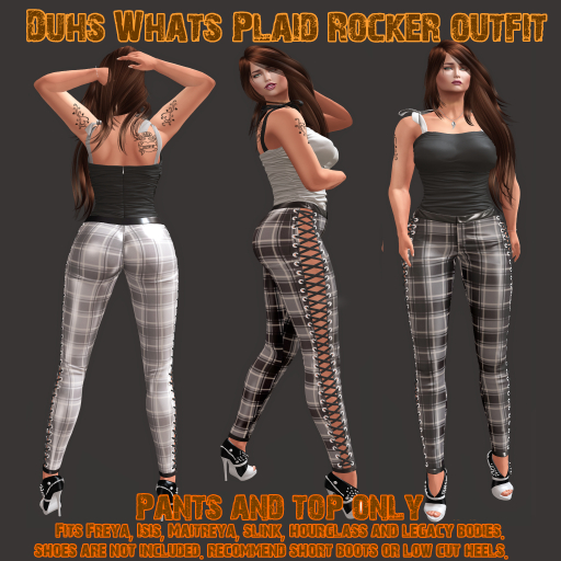 Dw - Greys and Black Plaid Rocker Multi Avi Outfits