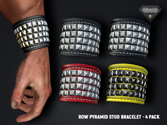 [7/11] Row Pyramid Stud Bracelet 4 pack