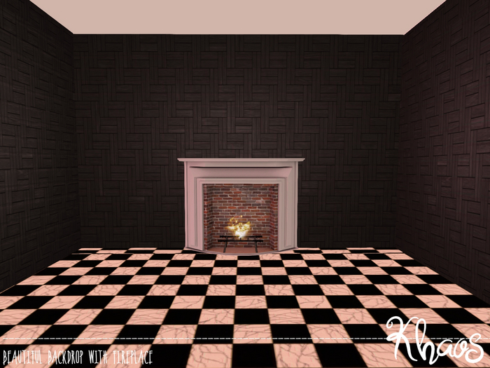 Khaos's Black room with fireplace backdrop 8LI*