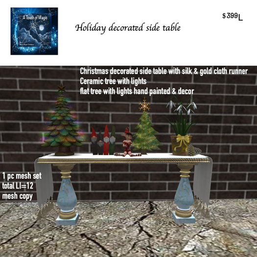 Holiday side table with ceramic lit tree-BoxLI=12