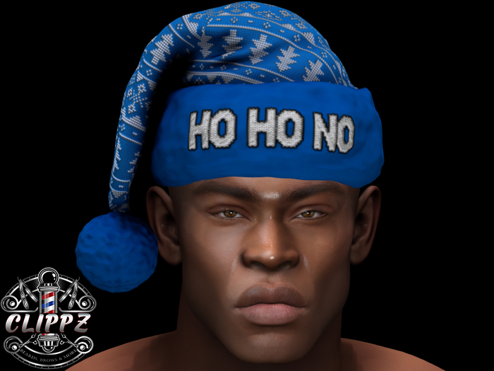 CLIPPZ BLUE SANTA HAT - HO HO NO