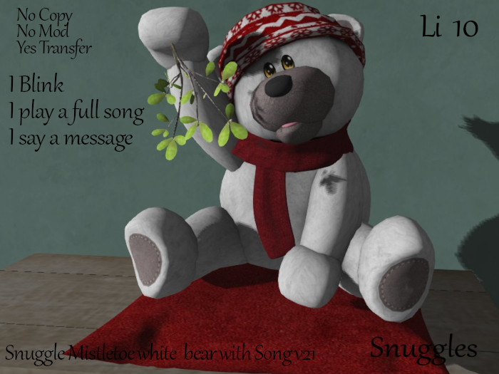 Snuggle Mistletoe white  bear with Song v21 