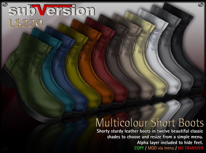 .~subVersion~. Multicolour Short Boots in Classic Shades