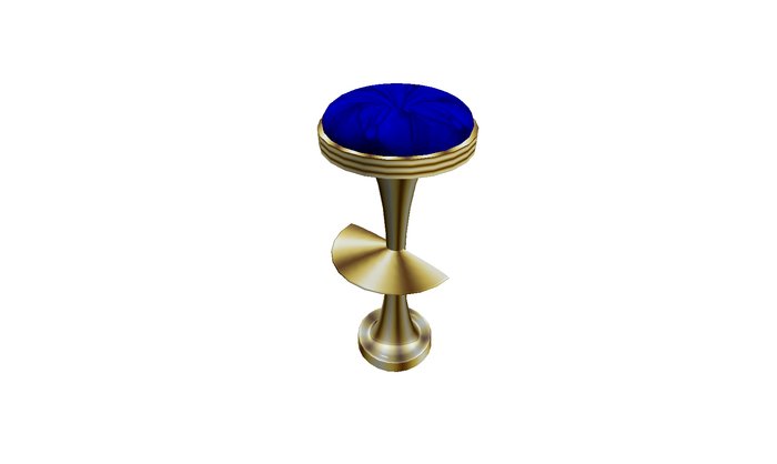 Blue cushioned solid brass bar stool