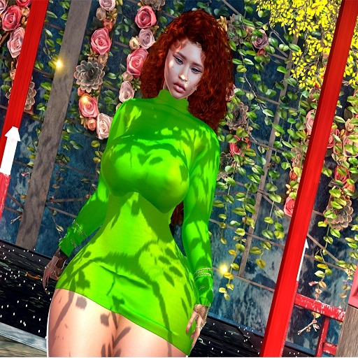 :::S E K U S H I:::Melody Turtle neck Dress Lime [Add]