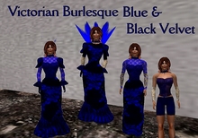 Victorian Burlesque Blue & Black Velvet